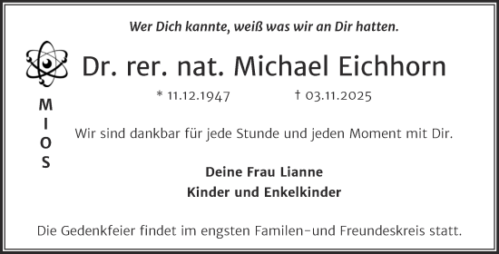Traueranzeige von Michael Eichhorn von Mitteldeutsche Zeitung Halle/Saalkreis