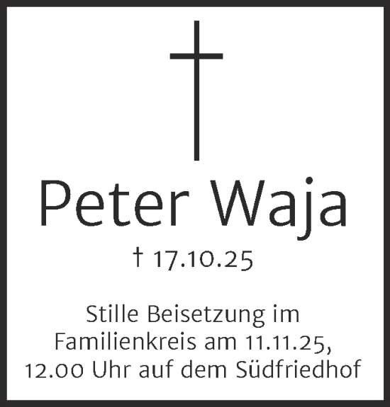 Traueranzeige von Peter Waja von Mitteldeutsche Zeitung Halle/Saalkreis