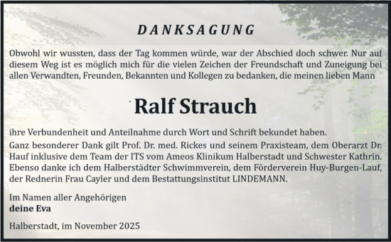 Traueranzeige von Ralf Strauch von Volksstimme Halberstadt