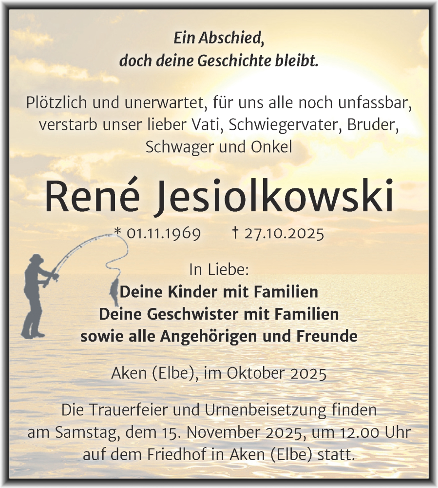  Traueranzeige für René Jesiolkowski vom 04.11.2025 aus Trauerkombi Köthen