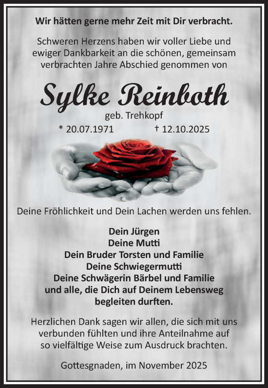 Traueranzeige von Sylke Reinboth von Volksstimme Schönebeck