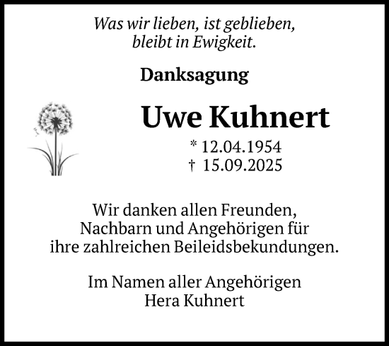 Traueranzeige von Uwe Kuhnert von Volksstimme Altmark Ost