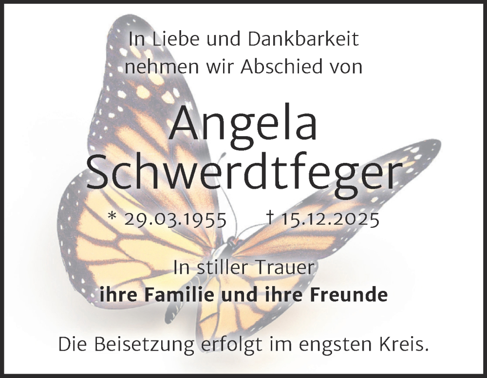  Traueranzeige für Angela Schwerdtfeger vom 20.12.2025 aus Trauerkombi Bernburg