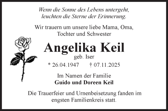 Traueranzeige von Angelika Keil von Volksstimme Magdeburg