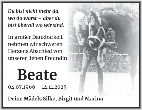 Traueranzeige von Beate  von Trauerkombi Zeitz