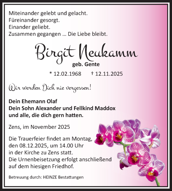 Traueranzeige von Birgit Neukamm von Volksstimme Schönebeck