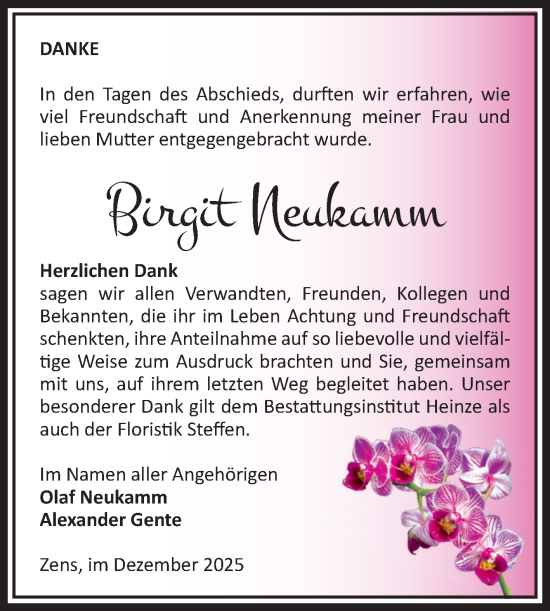 Traueranzeige von Birgit Neukamm von Volksstimme Schönebeck