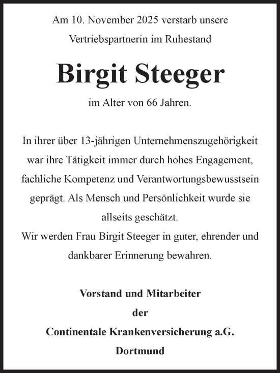 Traueranzeige von Birgit Steeger von Volksstimme Burg/Genthin