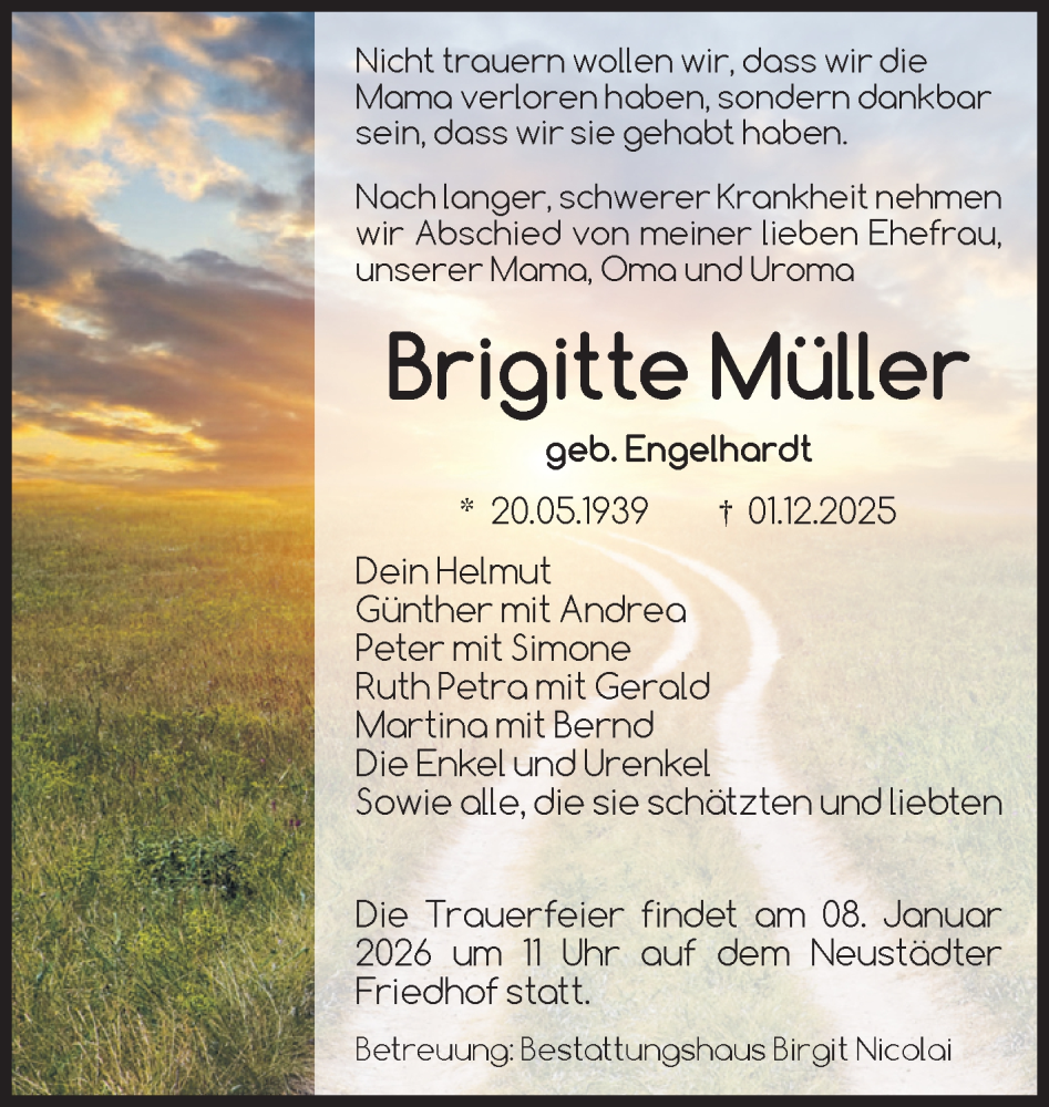  Traueranzeige für Brigitte Müller vom 20.12.2025 aus Volksstimme Magdeburg