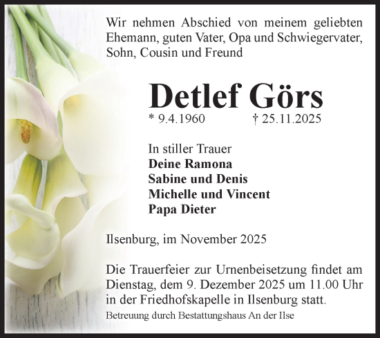 Traueranzeige von Detlef Görs von Volksstimme Wernigerode