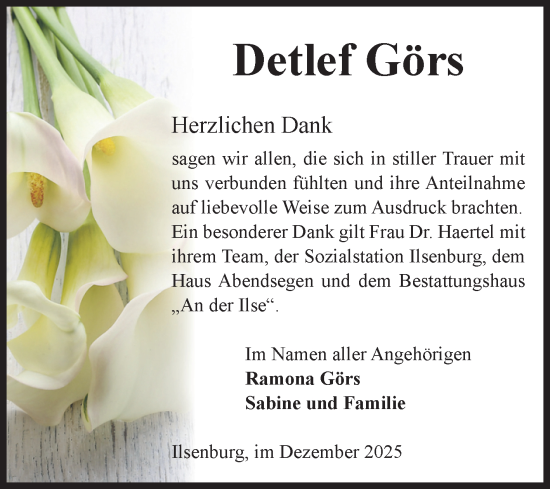 Traueranzeige von Detlef Görs von Volksstimme Wernigerode