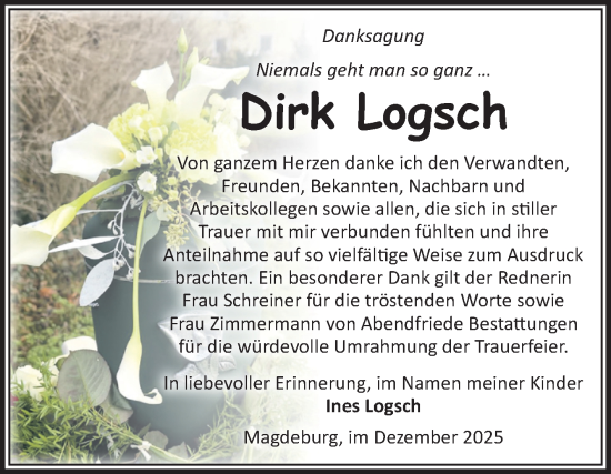 Traueranzeige von Dirk Logsch von Volksstimme Magdeburg