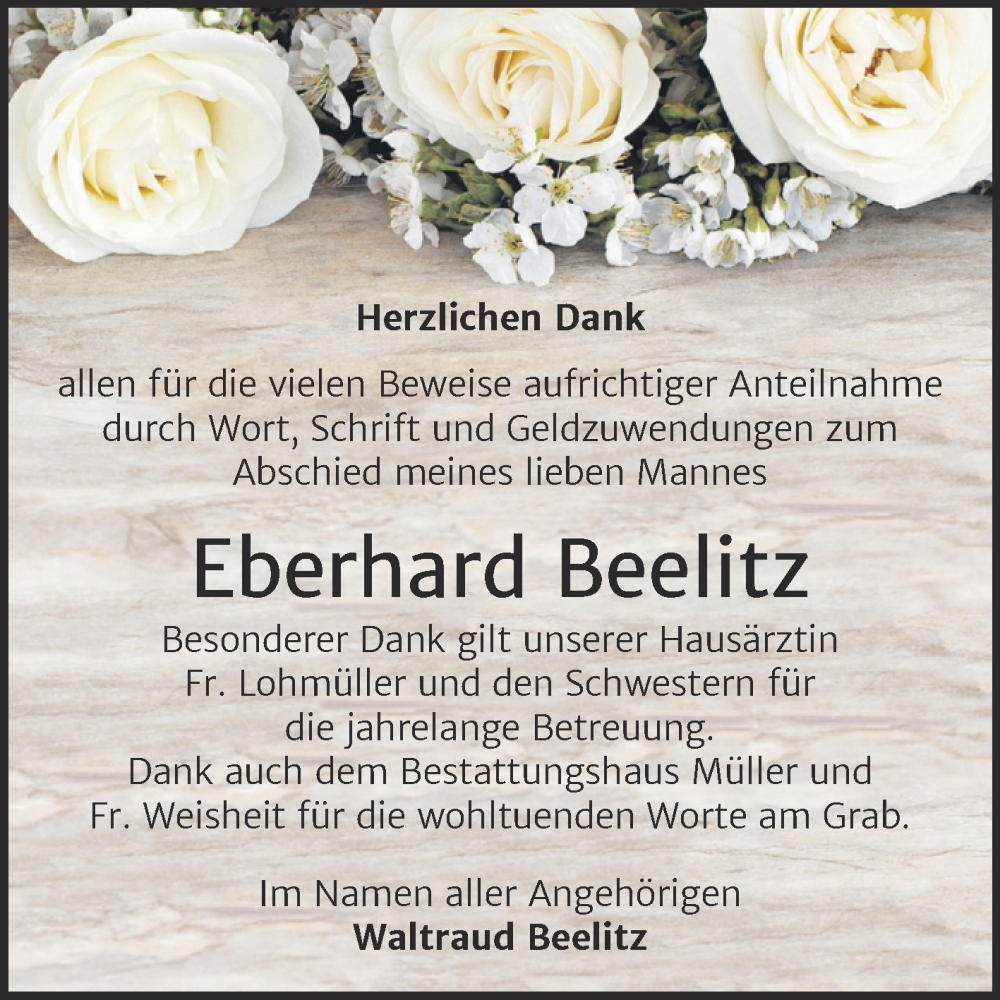  Traueranzeige für Eberhard Beelitz vom 06.12.2025 aus Trauerkombi Aschersleben