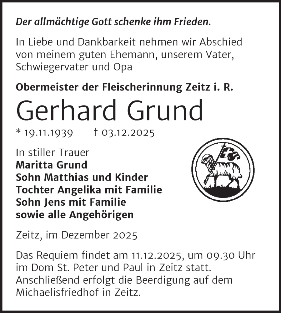  Traueranzeige für Gerhard Grund vom 06.12.2025 aus Mitteldeutsche Zeitung Zeitz