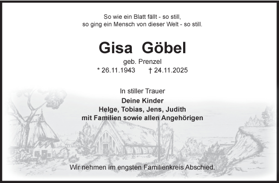 Traueranzeige von Gisa Göbel von Volksstimme Magdeburg