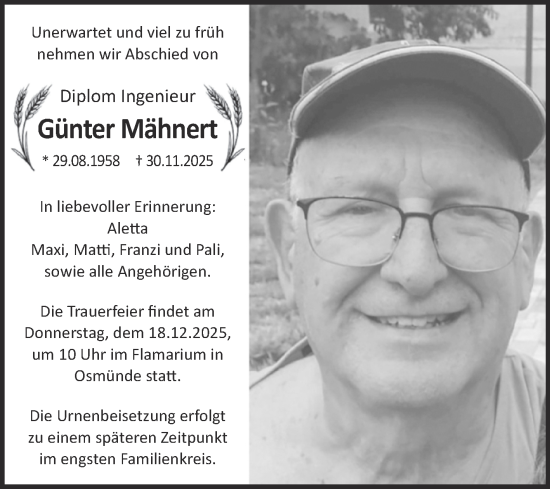 Traueranzeige von Günter Mähnert von Mitteldeutsche Zeitung Halle/Saalkreis