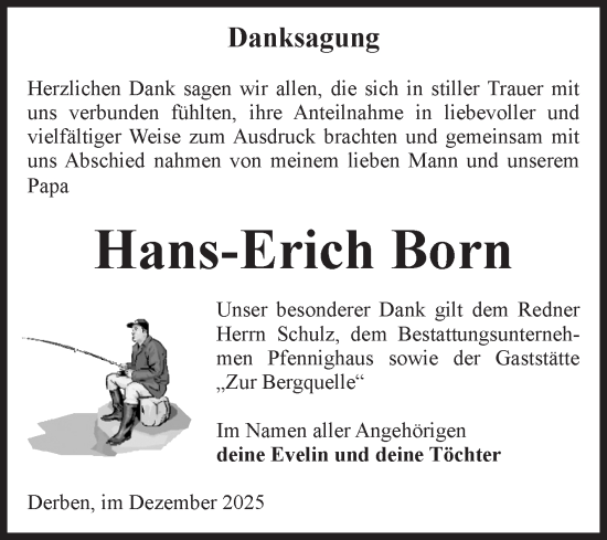 Traueranzeige von Hans-Erich Born von Volksstimme Burg/Genthin