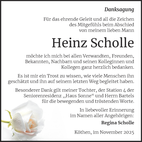 Traueranzeige von Heinz Scholle von Trauerkombi Köthen