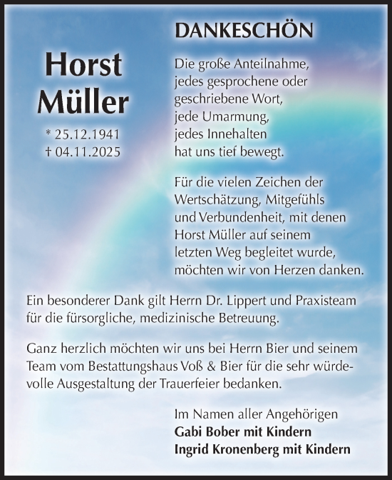 Traueranzeige von Horst Müller von Volksstimme Wernigerode