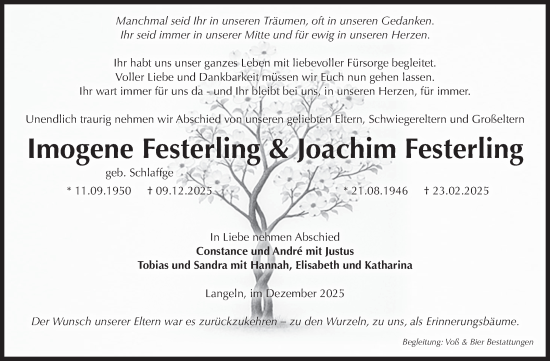 Traueranzeige von Imogene Festerling von Volksstimme Wernigerode