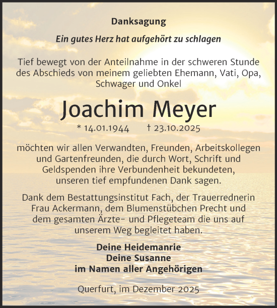 Traueranzeige von Joachim Meyer von Trauerkombi Merseburg