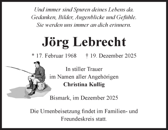 Traueranzeige von Jörg Lebrecht von Volksstimme Altmark Ost