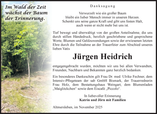 Traueranzeige von Jürgen Heidrich von Volksstimme Altmark West