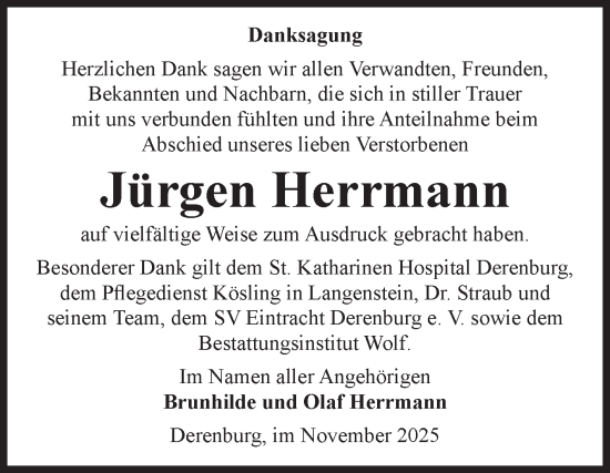 Traueranzeige von Jürgen Herrmann von Volksstimme Wernigerode