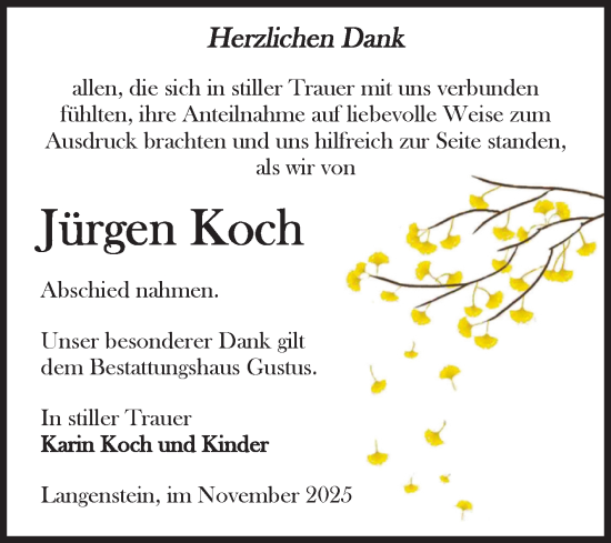 Traueranzeige von Jürgen Koch von Volksstimme Halberstadt
