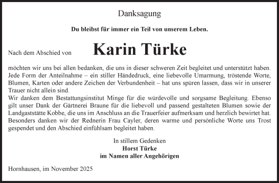 Traueranzeige von Karin Türke von Volksstimme Oschersleben/Wanzleben