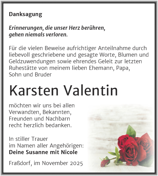 Traueranzeige von Karsten Valentin von Trauerkombi Dessau