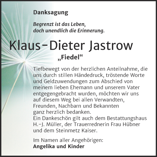 Traueranzeige von Klaus-Dieter 