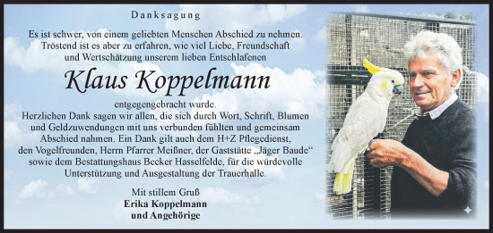 Traueranzeige von Klaus Koppelmann von Volksstimme Wernigerode