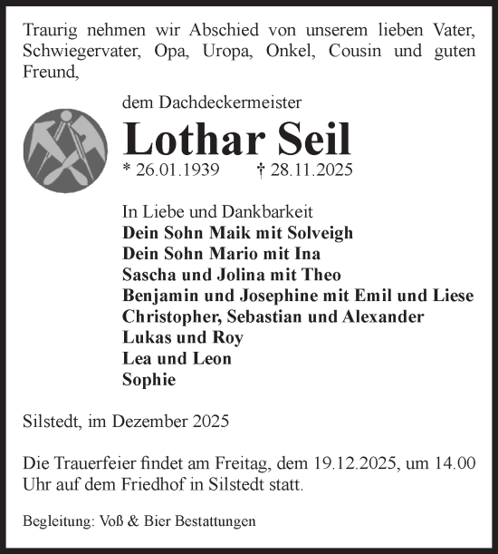 Traueranzeige von Lothar Seil von Volksstimme Wernigerode