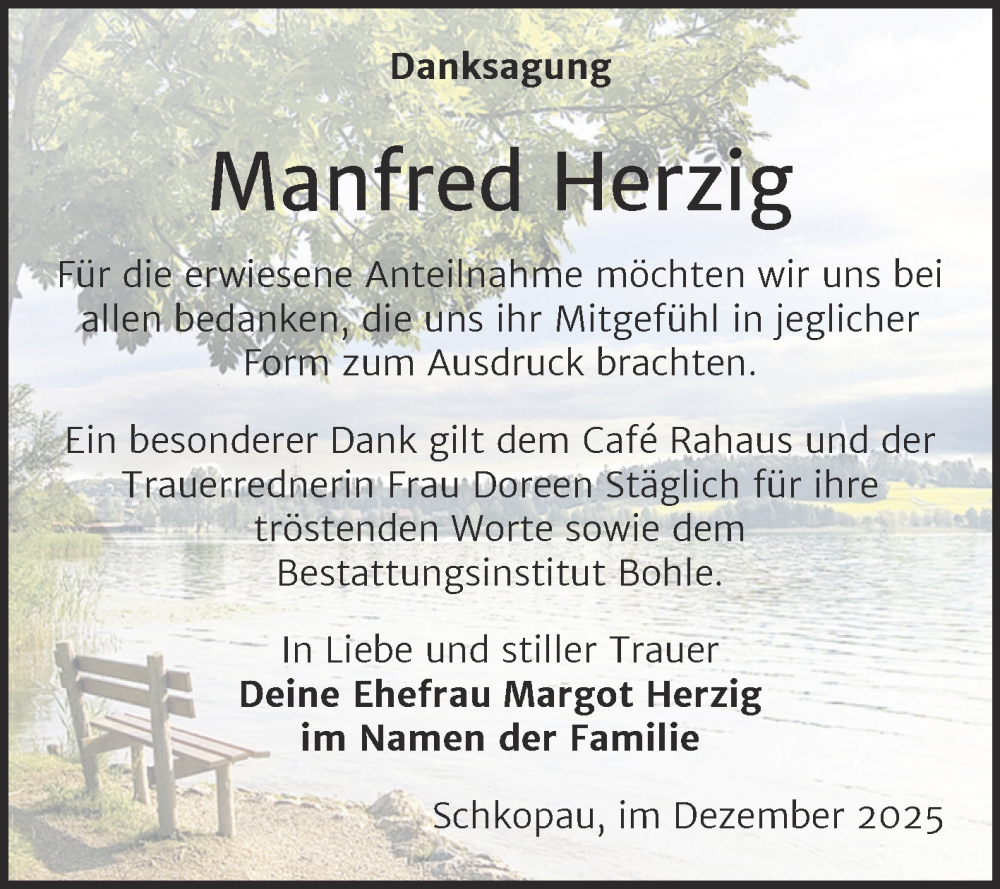  Traueranzeige für Manfred Herzig vom 06.12.2025 aus Trauerkombi Merseburg