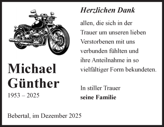 Traueranzeige von Michael Günther von Volksstimme Haldensleben/Wolmirstedt