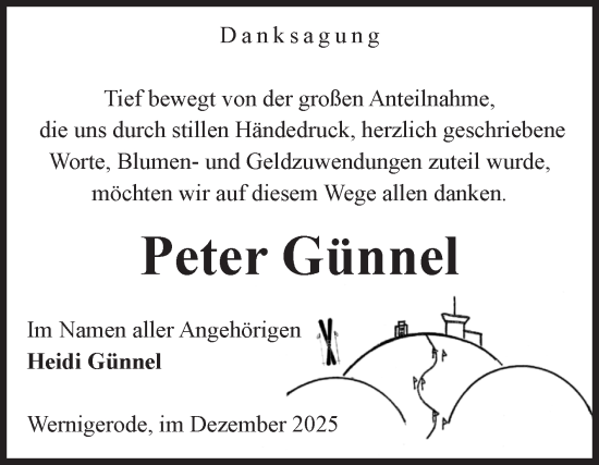 Traueranzeige von Peter Günnel von Volksstimme Wernigerode