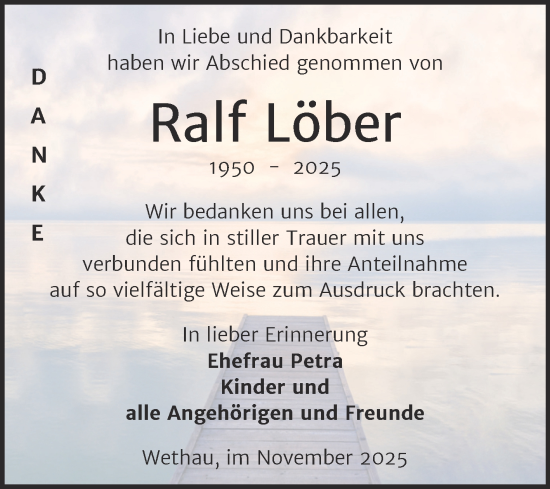 Traueranzeige von Ralf Löber von Super Sonntag Naumburg/Nebra