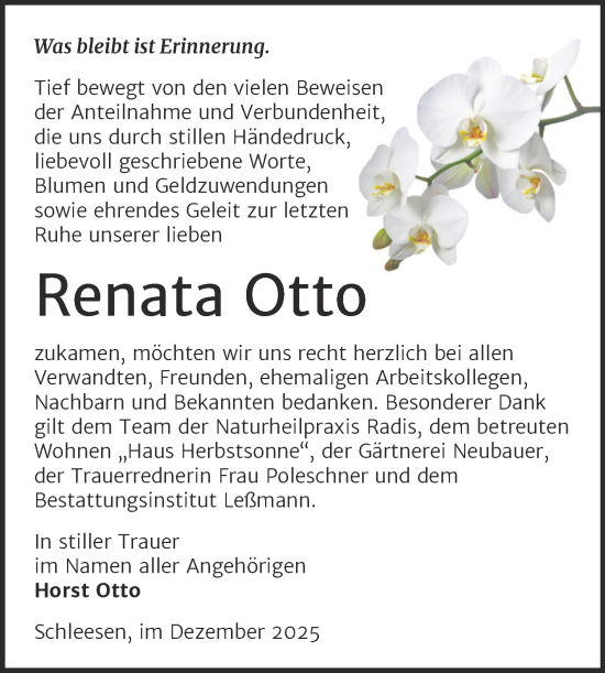 Traueranzeige von Renata Otto von Trauerkombi Wittenberg