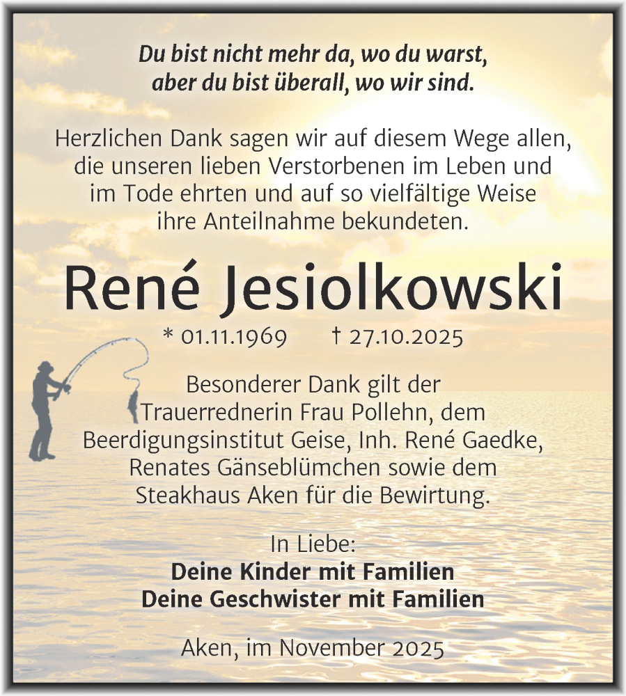  Traueranzeige für René Jesiolkowski vom 29.11.2025 aus Trauerkombi Köthen