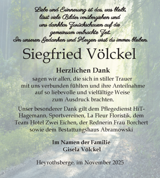 Traueranzeige von Siegfried Völckel von Volksstimme Burg/Genthin