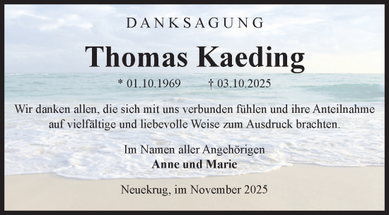 Traueranzeige von Thomas Kaeding von Volksstimme Altmark West