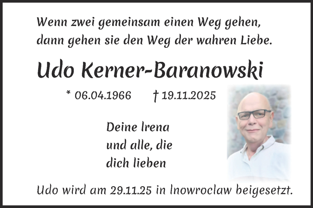  Traueranzeige für Udo Kerner-Baranowski vom 29.11.2025 aus Trauerkombi Zeitz