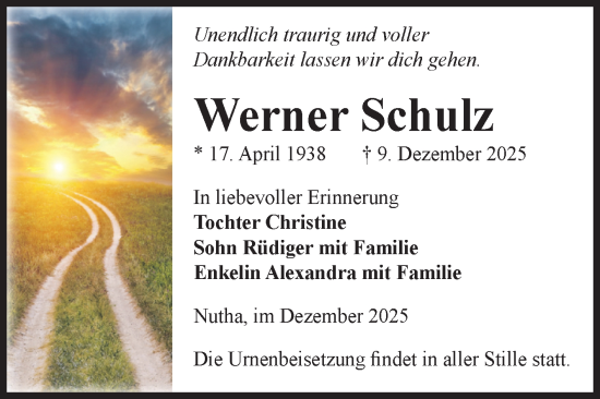 Traueranzeige von Werner Schulz von Volksstimme Zerbst