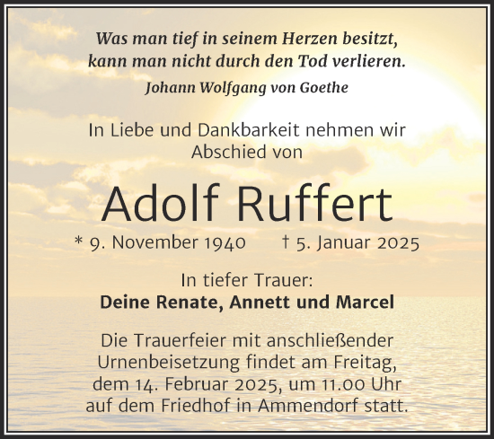 Traueranzeige von Adolf Ruffert von Mitteldeutsche Zeitung Halle/Saalkreis