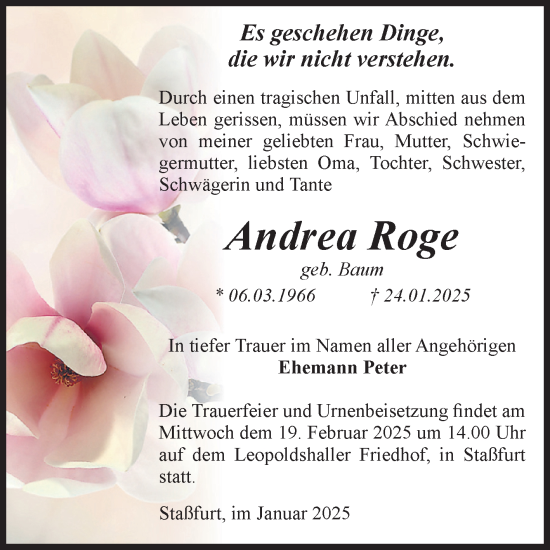 Traueranzeige von Andrea Roge 
