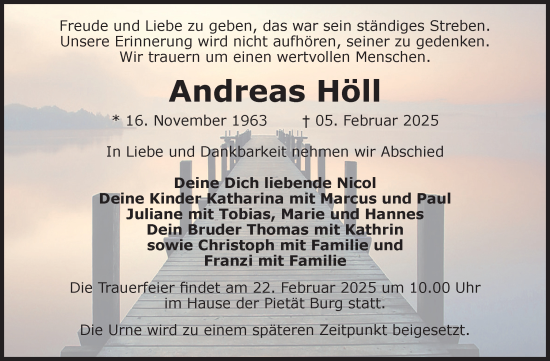 Traueranzeige von Andreas Höll von Volksstimme Burg/Genthin