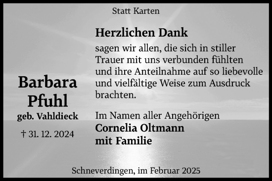 Traueranzeige von Barbara Pfuhl von Trauerkombi Wittenberg