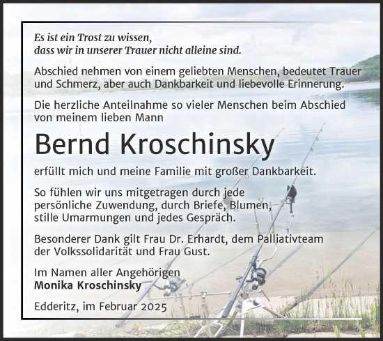 Traueranzeige von Bernd Kroschinsky von Trauerkombi Köthen