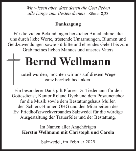 Traueranzeige von Bernd Wellmann von Volksstimme Altmark West